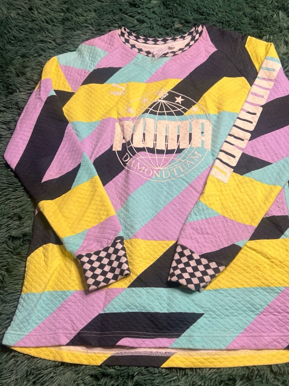 Puma Pastel Colorblock Quilted Crewneck Sweatshirt